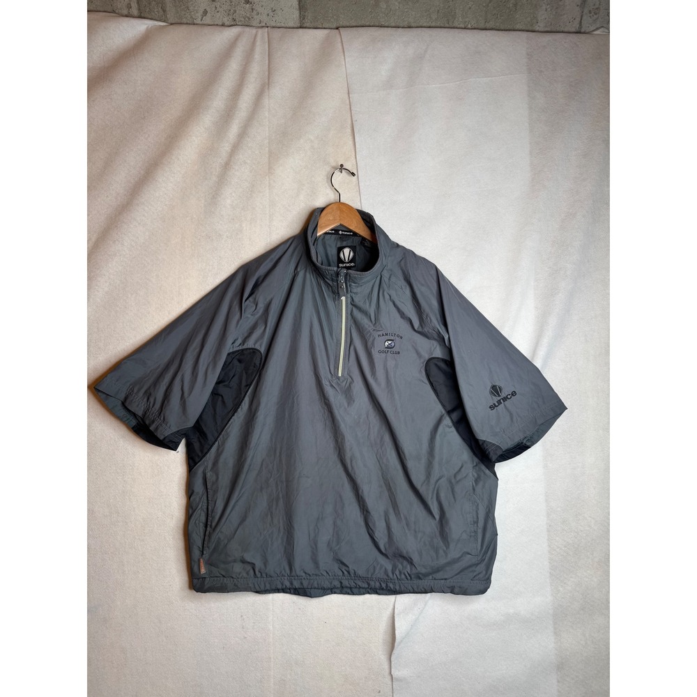 Sunice Weather Mens XL Grey Hamilton Golf Club‎ 1/4 Zip Windshirt Short Sleeve